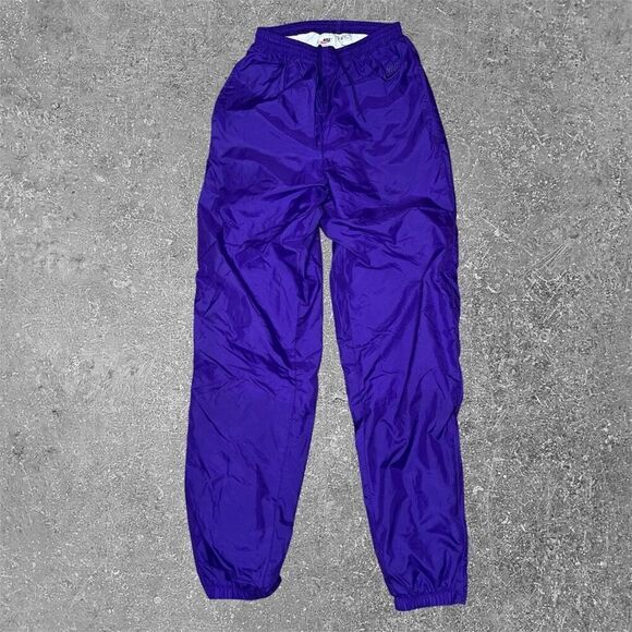 Vintage VTG 90s Nike Purple Nylon Track Pants XS - Picture 1 of 8